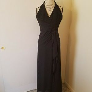 David's Bridal halter chiffon dress black size 2